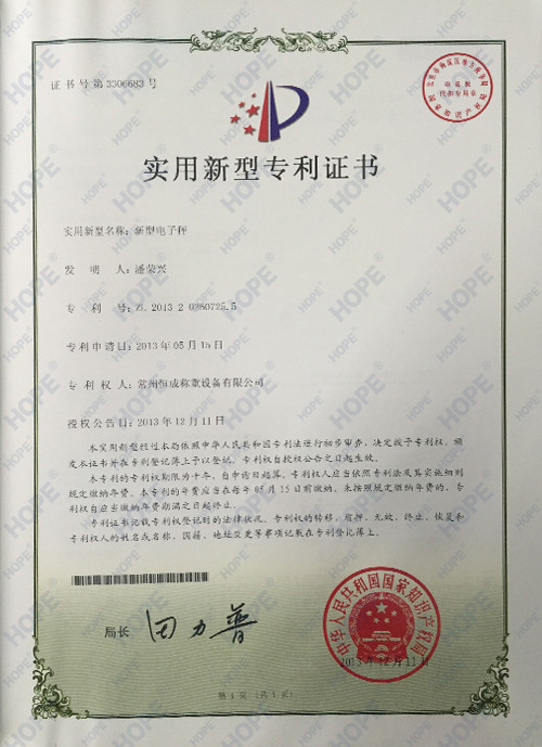 Çin SMARTWEIGH INSTRUMENT CO.,LTD Sertifikalar