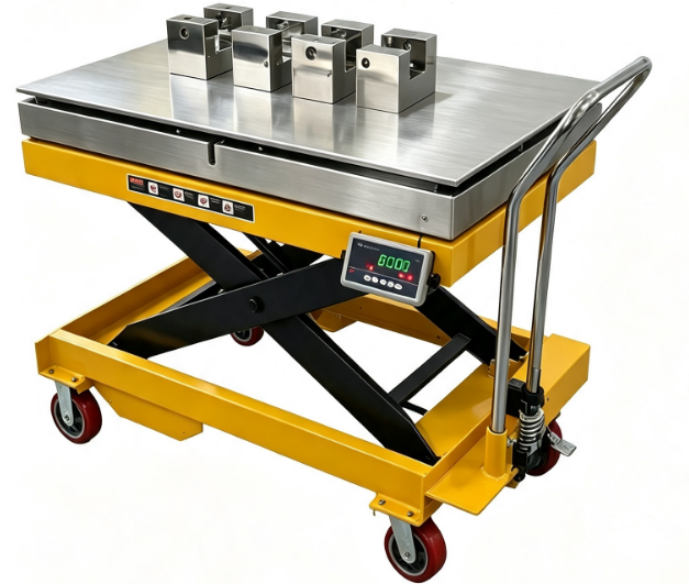 2000kg 1100mm Maksimum Kaldırma Yüksekliğine Sahip 304 Paslanmaz Çelik Hidrolik Masa Kaldırıcı Tartı IP68 Su Geçirmez Dijital Tartım Platformu